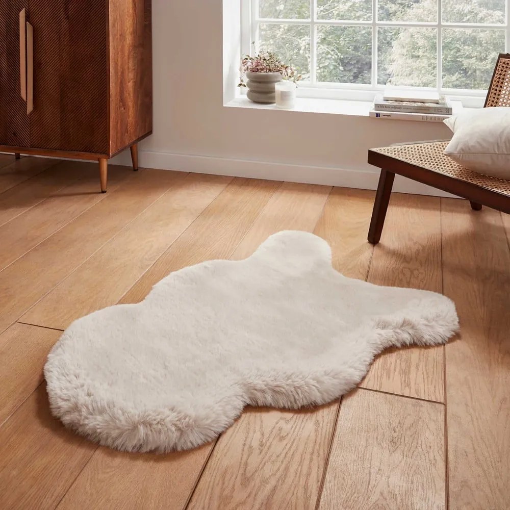 Kremowa syntetyczna skóra 60x90 cm Super Teddy – Think Rugs