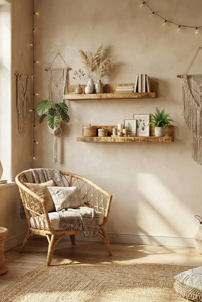 Zestaw drewnianych półek ściennych T5-D39