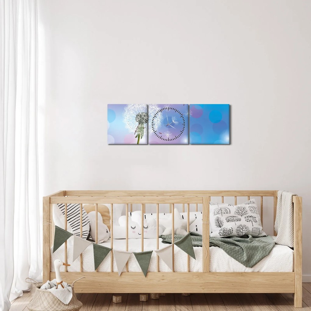 Obraz - Dmuchawiec na wietrze (z zegarem) (90x30 cm)