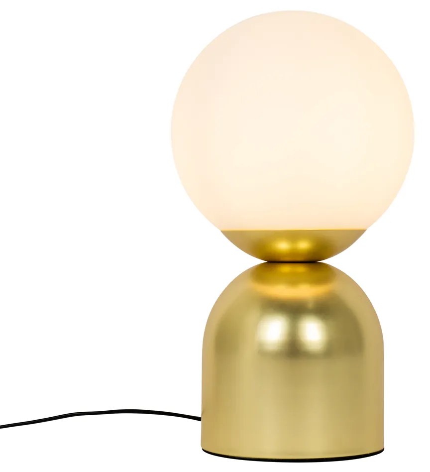 Lampa stołowa w stylu hotelowym złota z opalowym szkłem - Pallon TrendElegancki hotelowy Oswietlenie wewnetrzne
