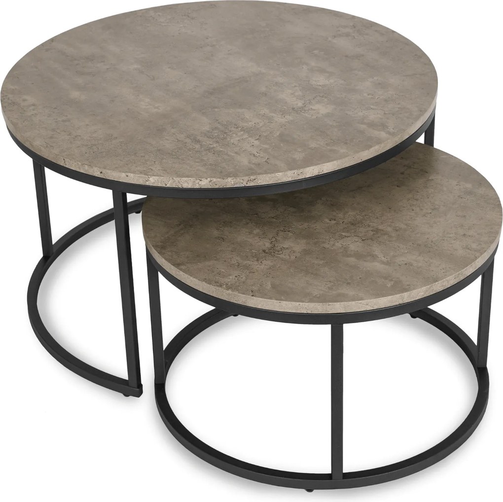 Zestaw Stolików Kawowych ROCKY MAX 60 cm/80 cm Szary Beton Nowoczesny Loft