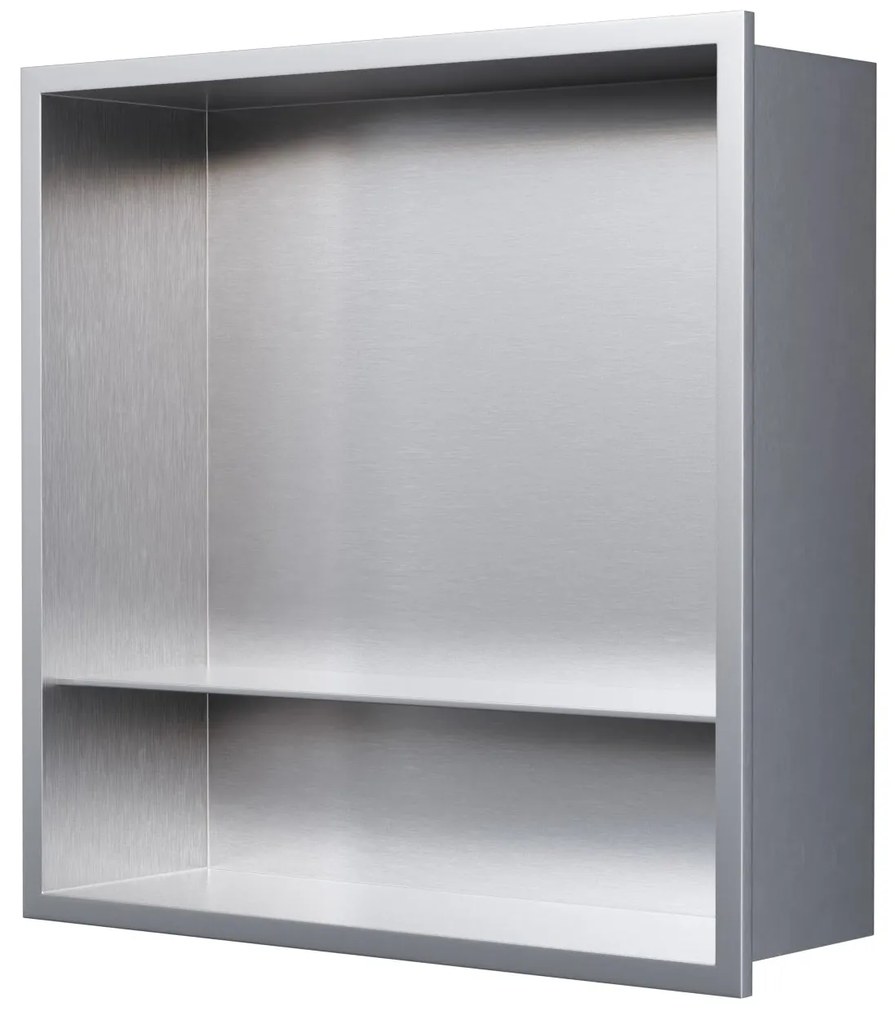 Półka wnękowa ścienna ze stali nierdzewnej NT303010XZe schowkiem - 30 x 30 x 10 cm