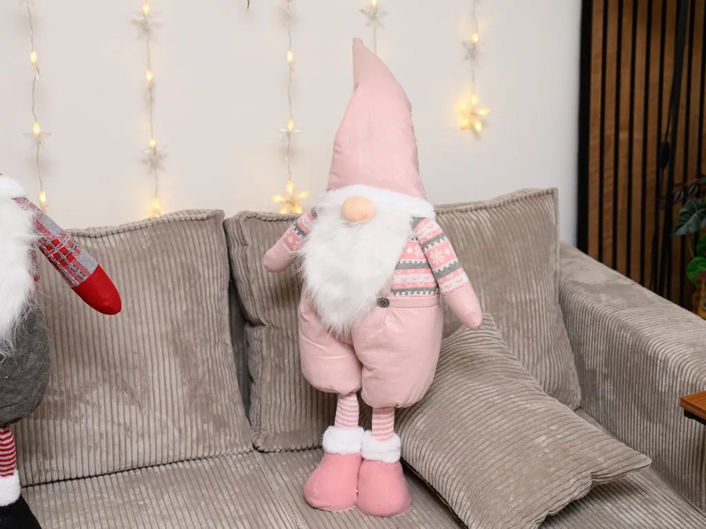 Dekoracyjny skrzat GNOME 90 cm, różowy