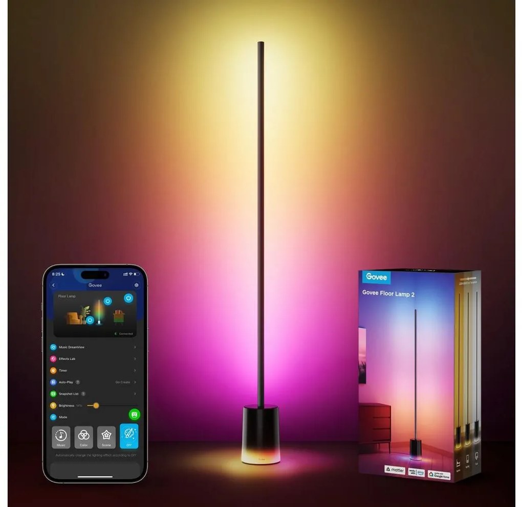 Govee - LED Lampa podłogowa Smart MATTER LED RGBICWW Wi-Fi +pilot