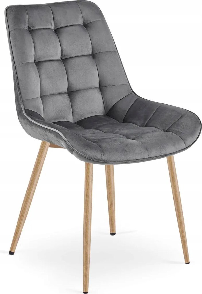 Szare krzesło do kuchni BERA aksamitne