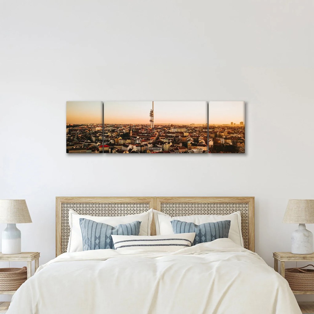 Obraz zachodu słońca nad Žižkov (170x50 cm)