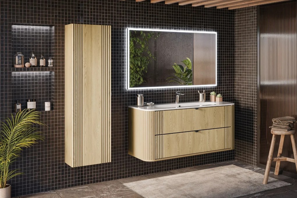 Szafka pod umywalkę OVALIA CREMONA 2S 120cm dąb cremona z umywalką wpuszczaną PURE COMAD