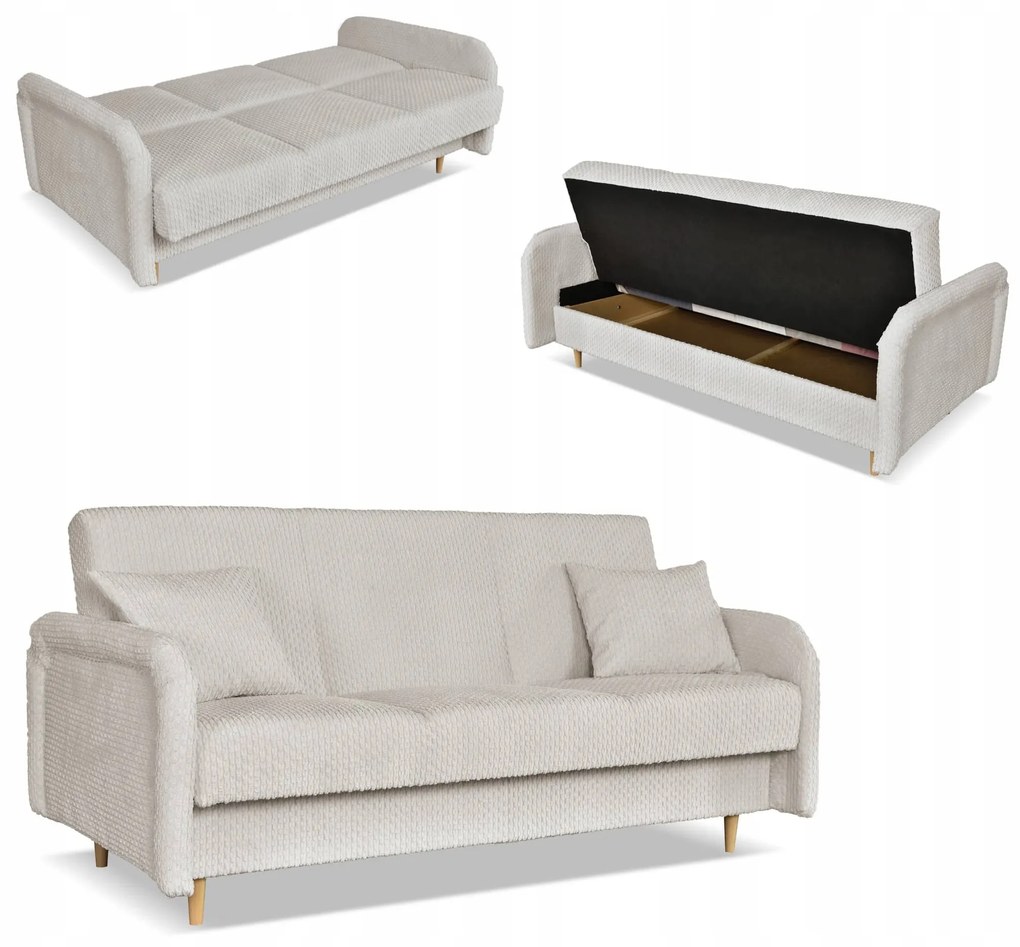 Kanapa sofa Merivo rozkładana wersalka funkcja spania pojemnik Family szara