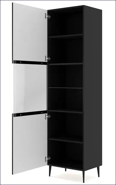 Czarna witryna z lamelowym frontem C1-N39