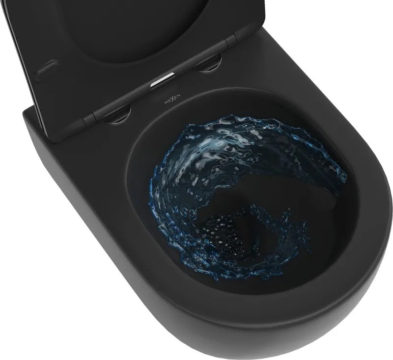 Mexen Carmen miska wc Rimless Tornado z deską wolnoopadającą slim, duroplast, czarna mat - 30881085T