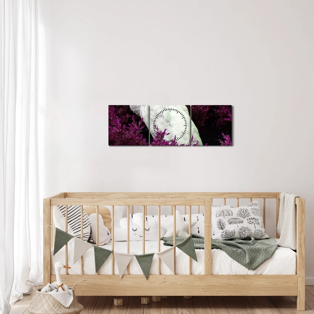 Obraz - Biały paw (z zegarem) (90x30 cm)