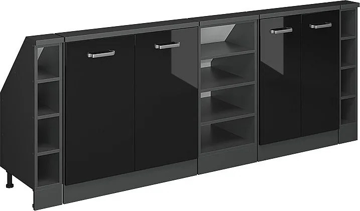 Szafka kuchenna na dach skośny czarny wysoki połysk 210x46x81.6 r-line