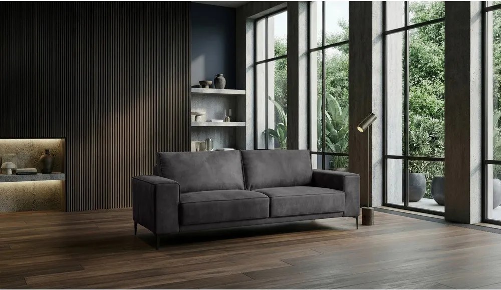 Antracytowa sofa z imitacji skóry 224 cm Copenhagen – Scandic