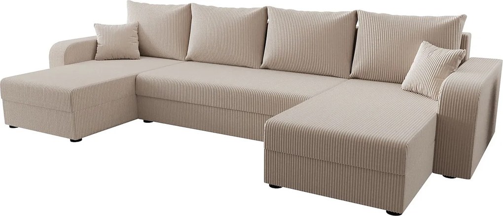 BEDANTE narożnik w kształcie U HEWLET U BIS Zoom 1 beżowy z funkcją spania sofa w kształcie litery U z pojemnikiem na pościel