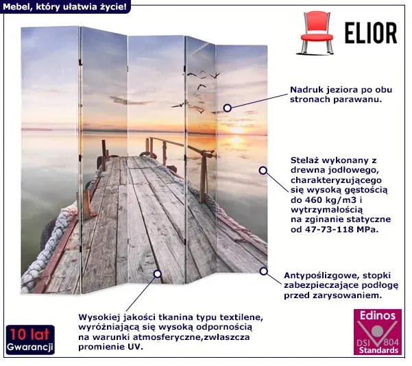 Nowoczesny parawan z nadrukiem jeziora - Lanard 4X 200 x 170 cm