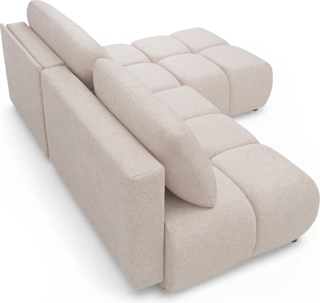 Narożnik Lerio prawostronny z funkcją spania - jasno beżowa dzianina hydrofobowa Blur 02