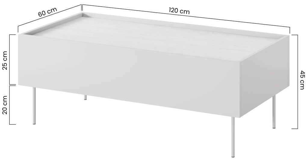 Stolik kawowy Desin 120 cm z szufladami - czarny mat / dąb nagano