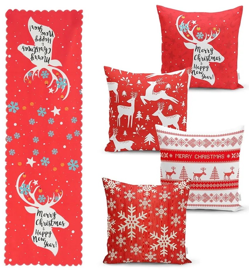 Zestaw 4 świątecznych poszewek na poduszki i bieżnika Minimalist Cushion Covers Joy