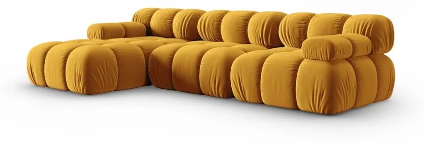 Żółta aksamitna sofa 285 cm Bellis – Micadoni Home