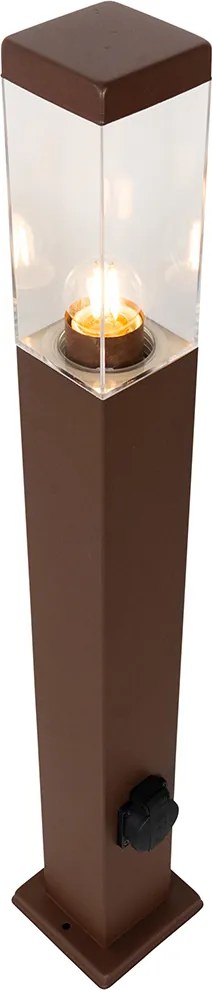 Lampa zewnętrzna rdzawy brąz 80 cm z gniazdem IP44 - Malios