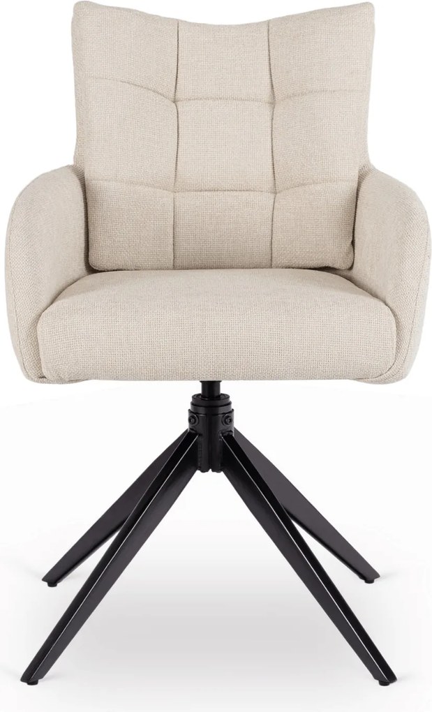 Krzesło Tapicerowane Obrotowe do Salonu JULY Kremowe Nowoczesne