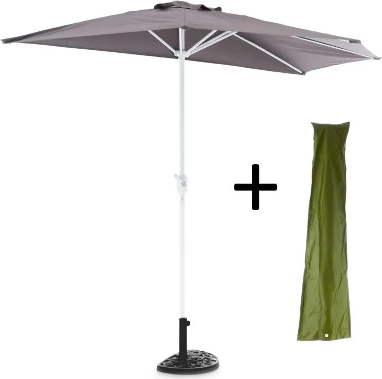 Półokrągły parasol z pokrowcem i stojakiem, 265 x 138 x 230