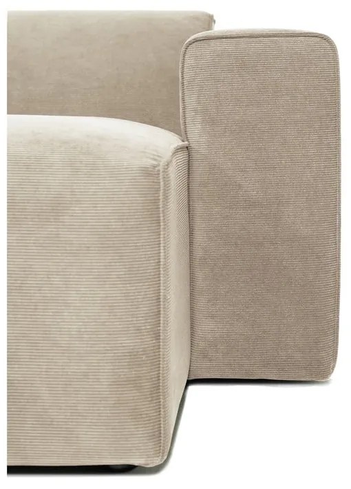 Beżowa sztruksowa sofa modułowa w kształcie litery "U" Scandic Sting, prawostronna
