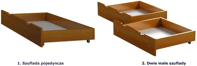 Łóżko piętrowe domek dla dwójki dzieci z szufladami, olcha H2-R04