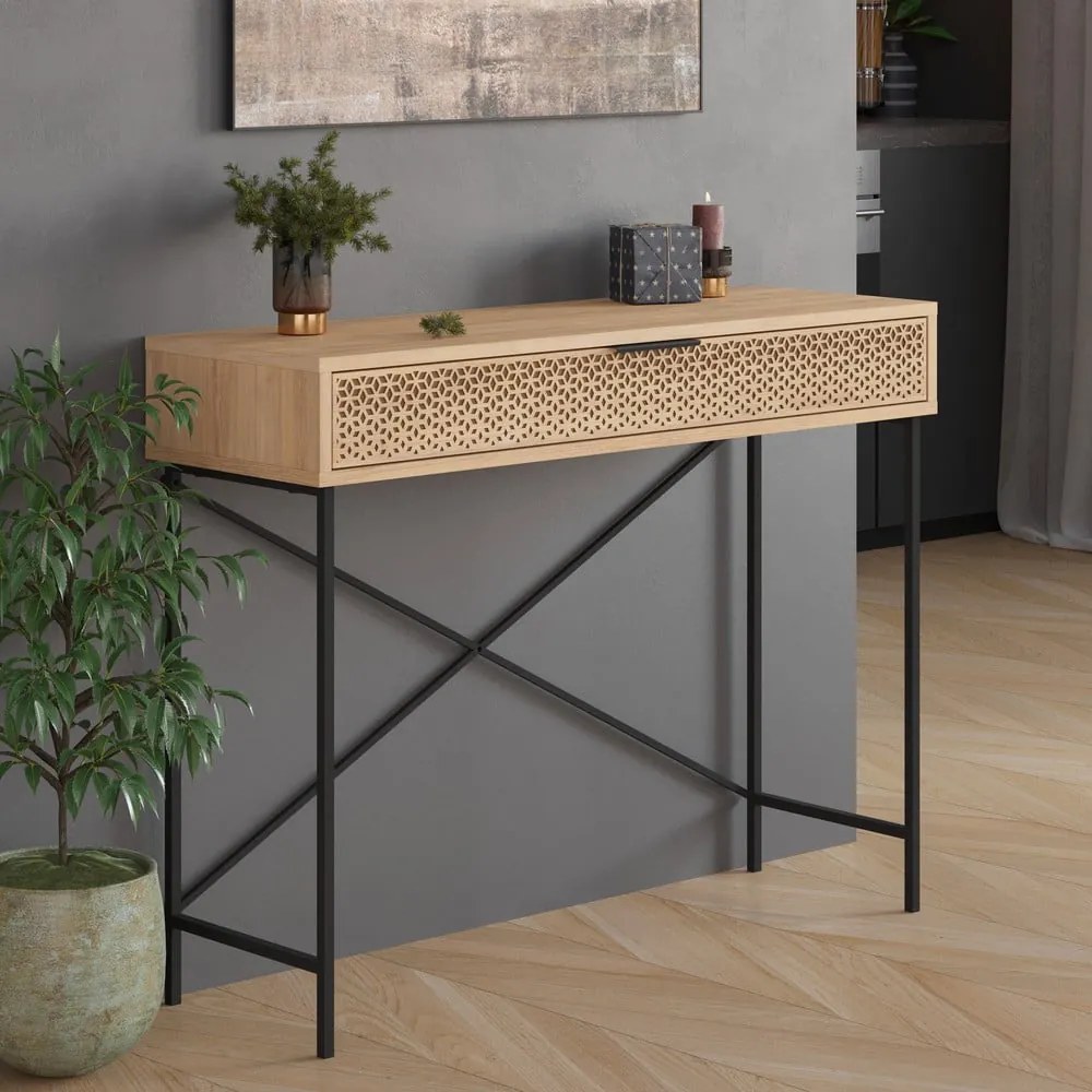 Konsola w dekorze dębu 35.5x110 cm Ecrin – Marckeric
