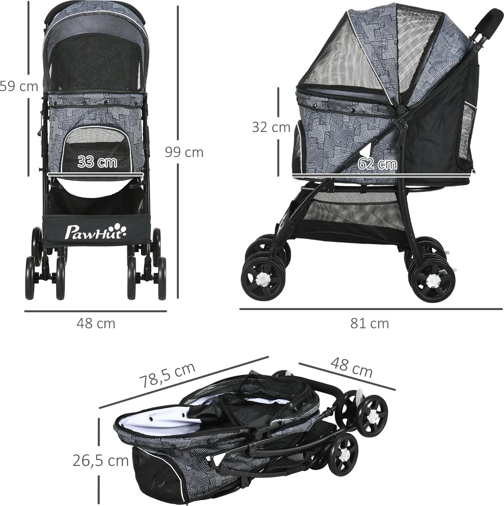 Outsunny Wózek dla Psa Składany z Poduszką dla Kota do 20kg | Aosom PL