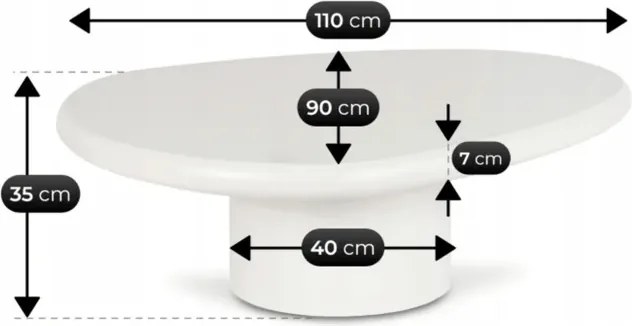 Stolik Kawowy EMILE 110 cm Biały Japandi