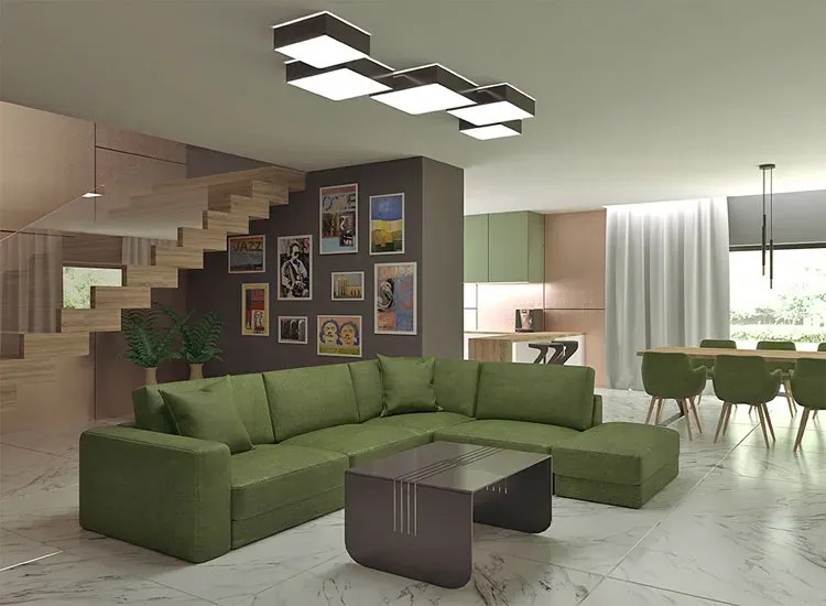 Szary Geometryczny Plafon Sufitowy T0-M10