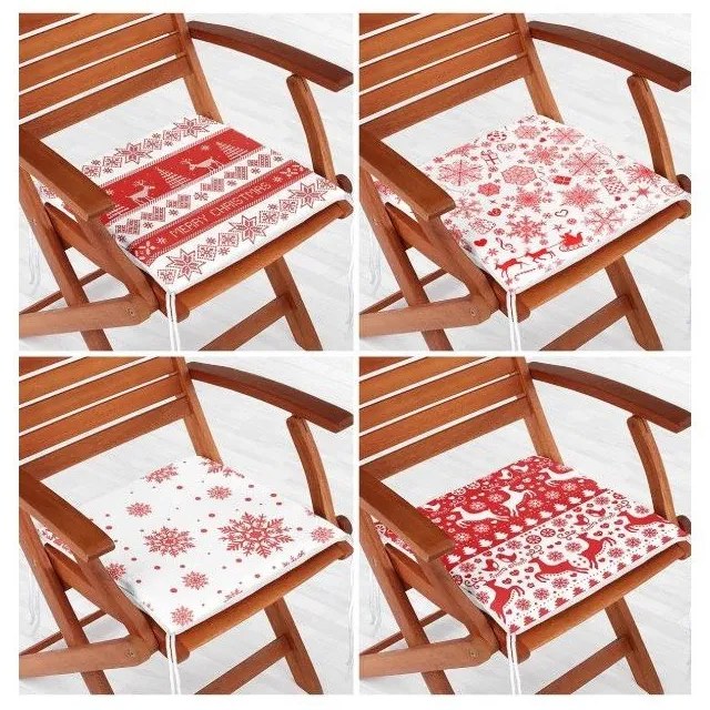 Poduszki na krzesła ze świątecznym motywem zestaw 4 szt. 40x40 cm Snowflakes – Mila Home