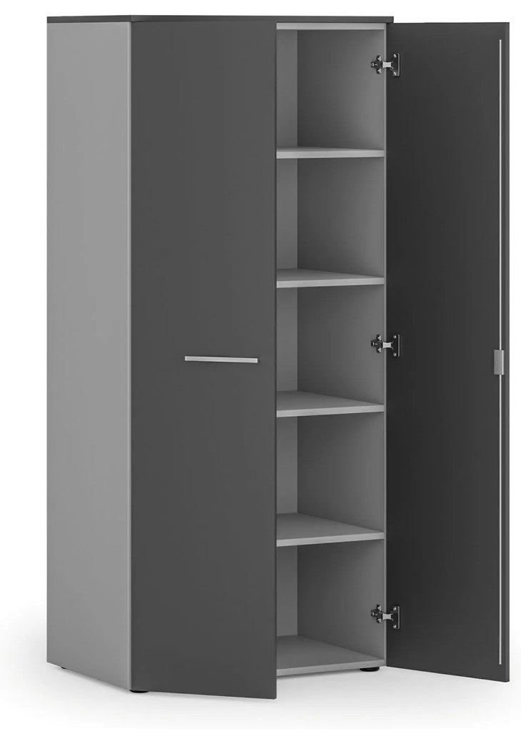 Szafa biurowa z drzwiami PRIMO GRAY, 800 x 500 x 1781 mm, szary/grafitowy