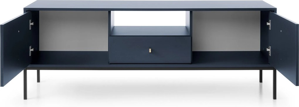 Szafka RTV stojąca MONDO 153,4 cm do Salonu pod Telewizor 1 Szuflada - Odcienie granatowego