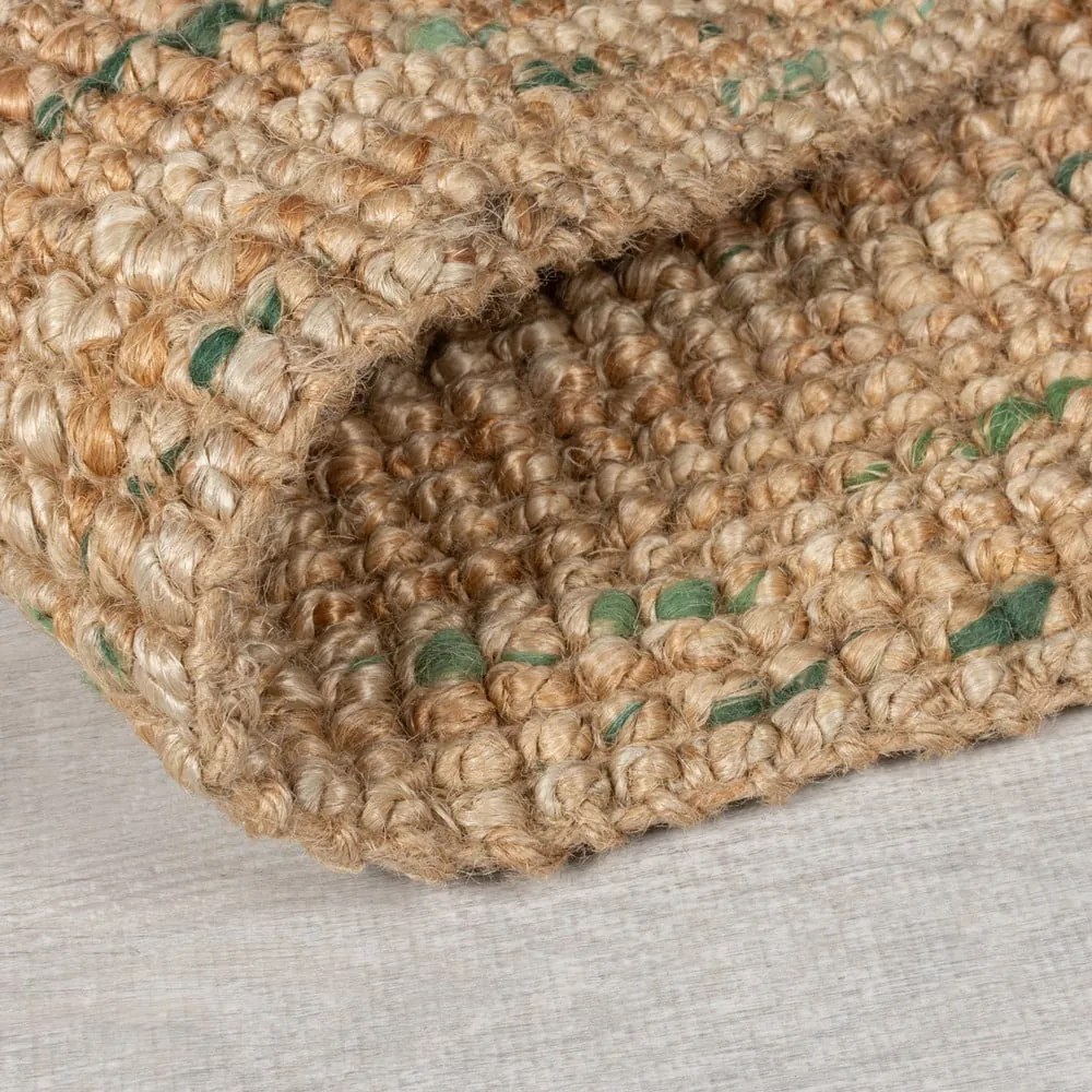 Zielono-naturalny dwustronny dywan z juty tkany ręcznie 120x170 cm Jute Boucle Green – Flair Rugs