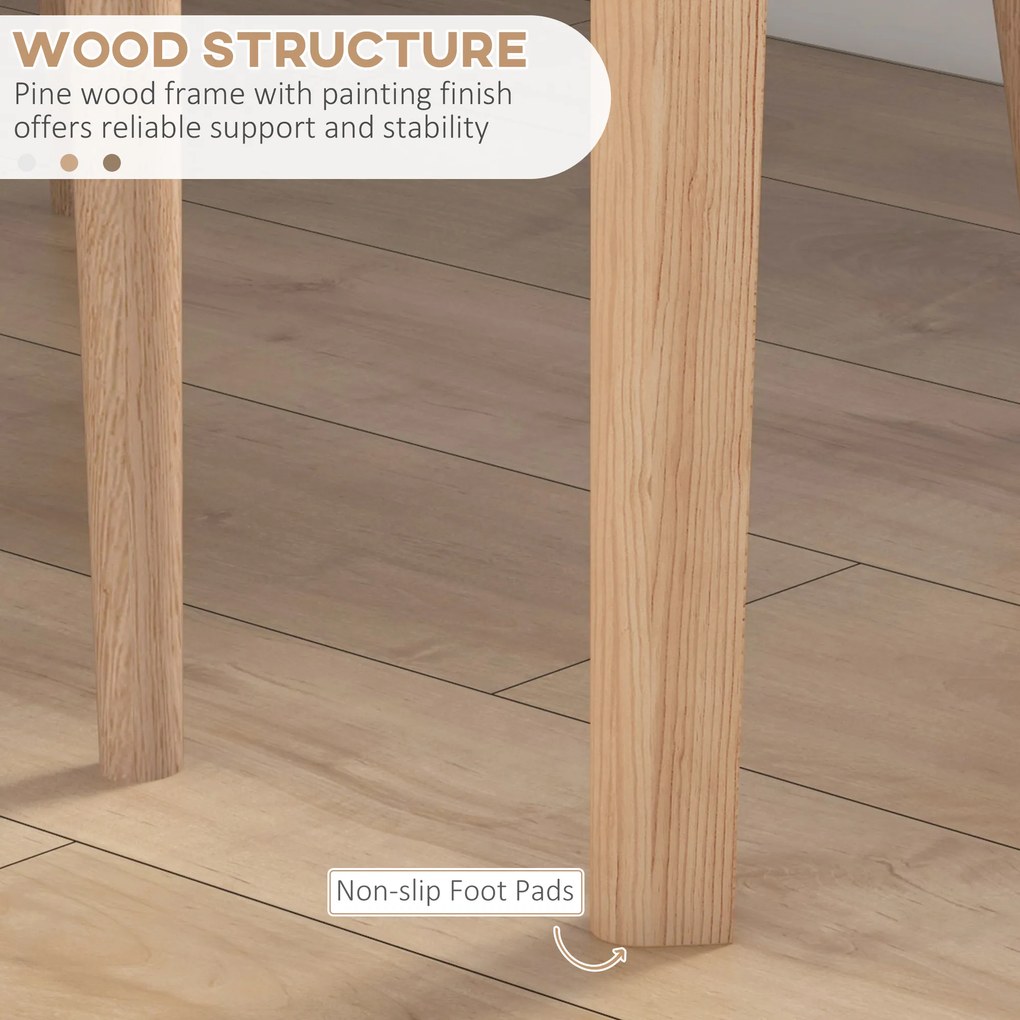 HOMCOM Stół jadalny Stołek kuchenny okrągły stół, Design skandynawski, 75 cm x 75 cm x 76 cm, Biały + Naturalny