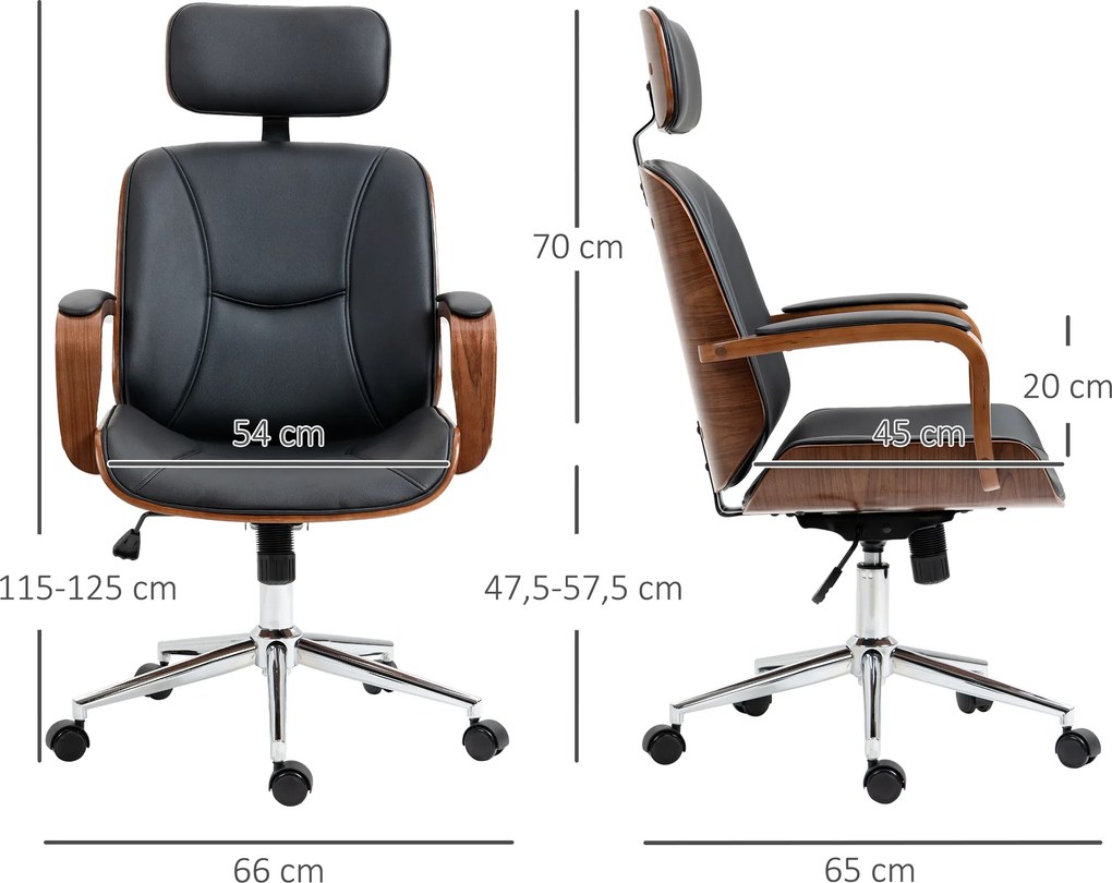 Vinsetto Ergonomiczny Fotel Biurowy z Wysokim Oparciem, Odczepianym Zagłówkiem do Domowego Biura, Czarny | Aosom PL