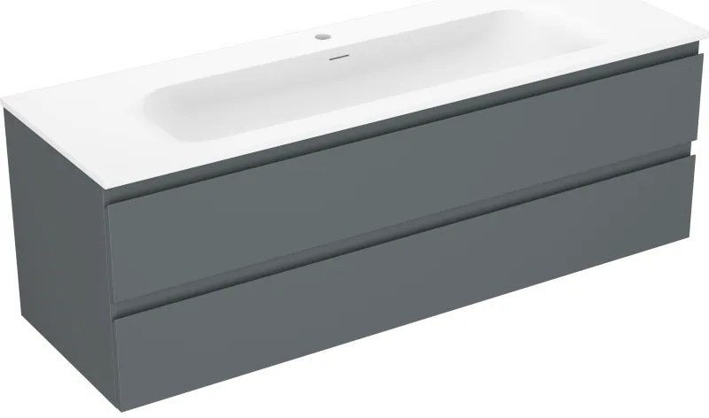Mexen Orio szafka łazienkowa 140 cm z umywalką Vela, 2 szuflady, grafit mat/biała mat - 91A10-14047-2-BFF66-W23M01