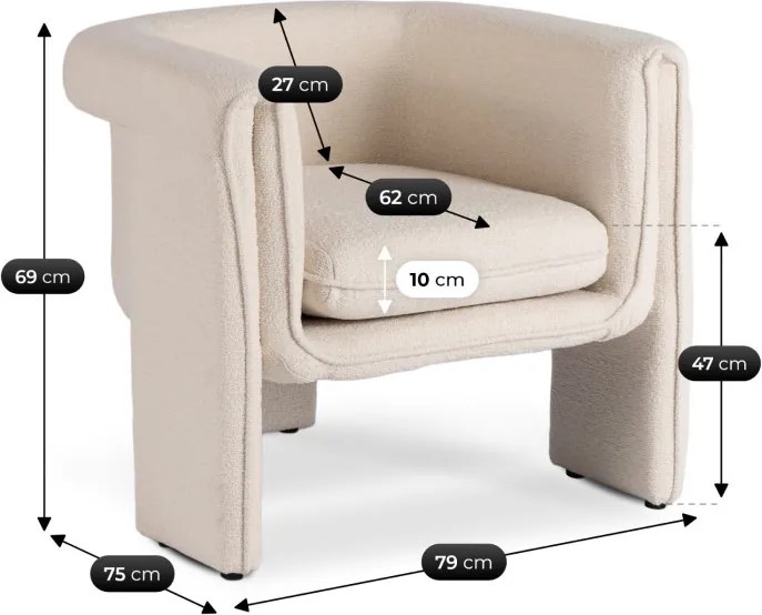 Fotel Wypoczynkowy do Salonu GALA Beżowy Nowoczesny