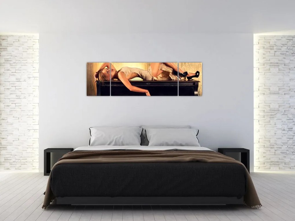 Obraz - Kobieta na fortepianie (170x50 cm)