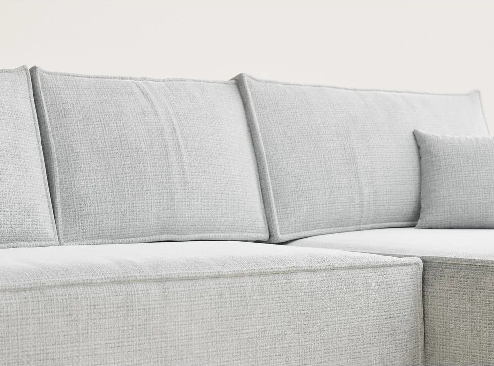 Jasnoszary rozkładany/ze schowkiem narożnik z tkaniny szenilowej (prawostronny/z szezlongiem) Maze – Maison de Rêve