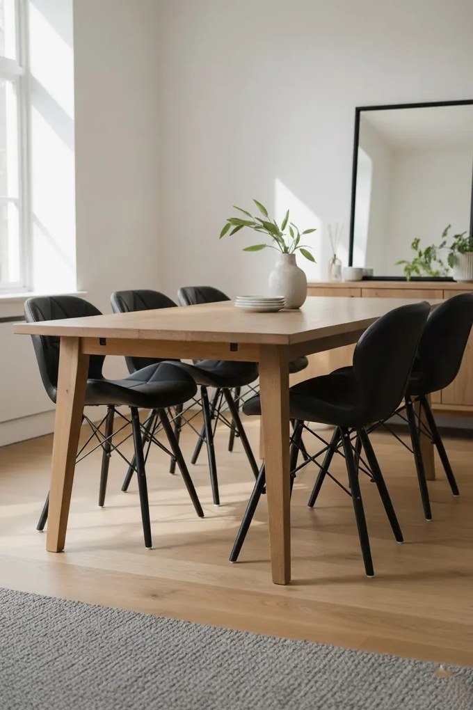 Czarne pikowane krzesło tapicerowane do stołu N9-F96