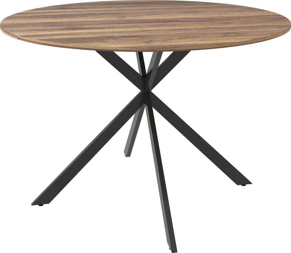 HOMCOM Okrągły stół jadalniany dla 4 osób, stół kuchenny w stylu industrialnym ze stalowymi nogami, do jadalni, kuchni, ciemnobrązowy | Aosom PL