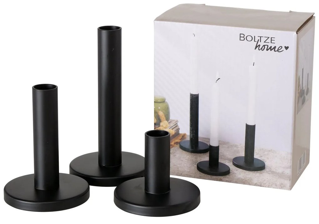 Świecznik metalowy MALKO, 3 sztuki, Ø 9 cm