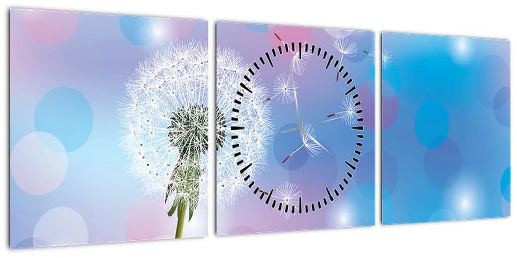 Obraz - Dmuchawiec na wietrze (z zegarem) (90x30 cm)