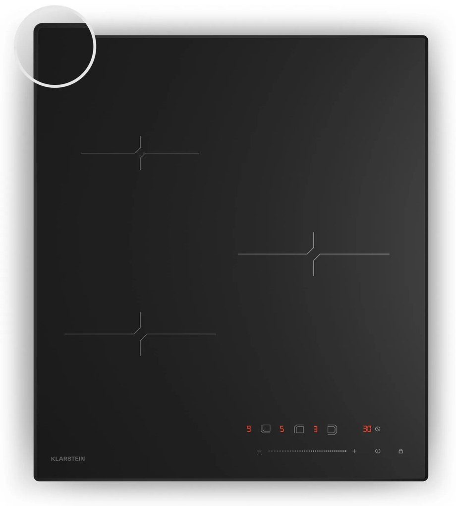 Klarstein Velaire 45cm Płyta Indukcyjna 3 Strefy Gotowania Czarny