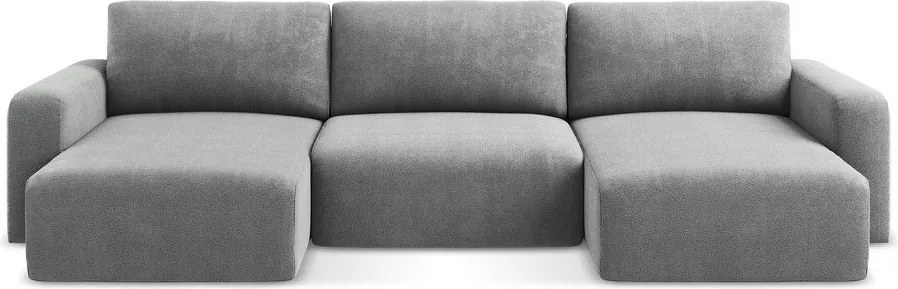 Szary rozkładany/ze schowkiem narożnik z tkaniny szenilowej (w kształcie litery U) Kona – Makamii