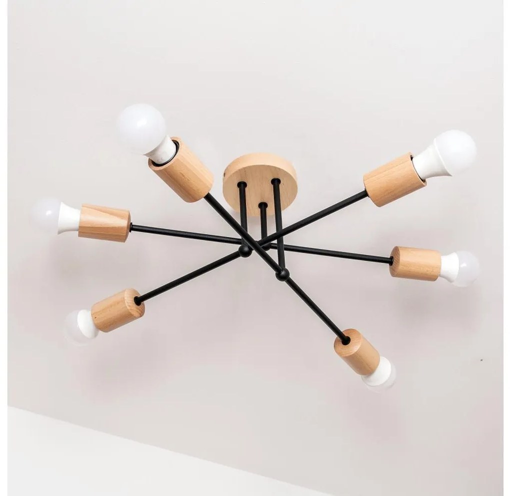 Lampa sufitowa natynkowa CAMBRIDGE 6xE27/15W/230V sosna