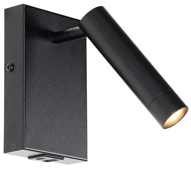 Nowoczesna lampa ścienna czarna z regulowanym USB - Croft